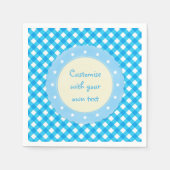 Aangepaste tekst voor Bright Blue Gingham Servet (Voorkant)