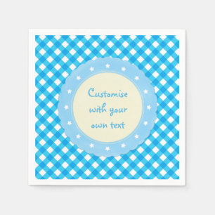 Aangepaste tekst voor Bright Blue Gingham Servet