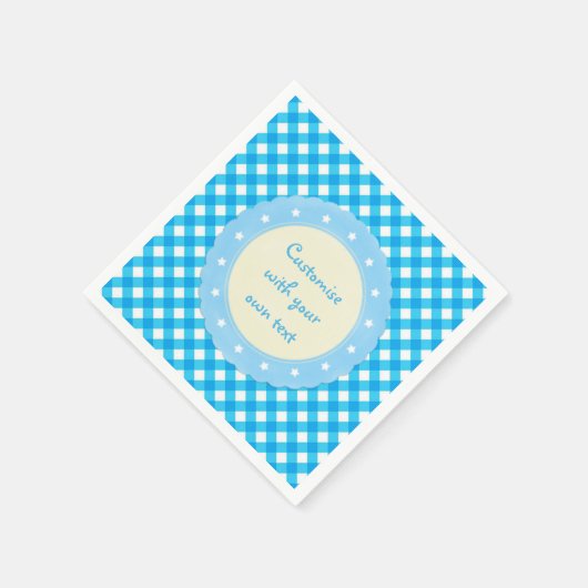 Aangepaste tekst voor Bright Blue Gingham Servet (Hoek)