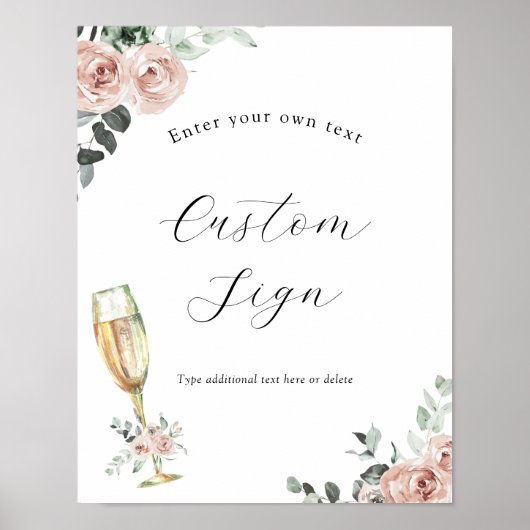 Aangepaste tekst voor Brunch en Bubble Floral Poster (Voorkant)