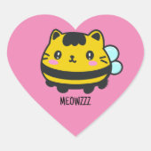 Aangepaste tekst voor Cat Cat Cute Bumblebee Hart Sticker (Voorkant)