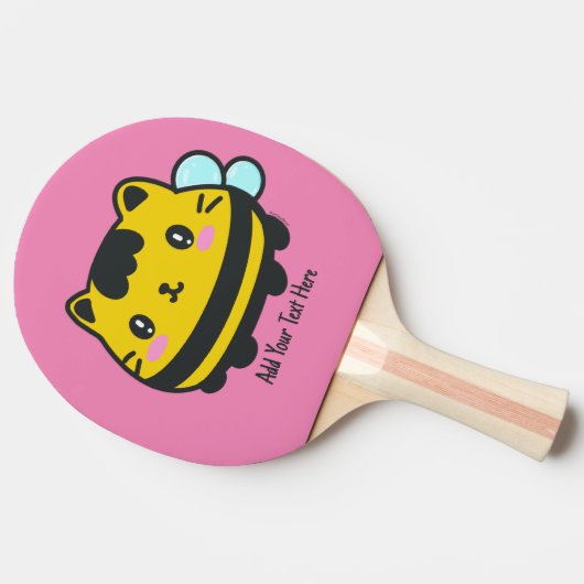 Aangepaste tekst voor Cat Cat Cute Bumblebee Tafeltennisbatje (Zijkant)