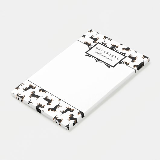 Aangepaste tekst voor Cute Black en Tan Dachshund Post-it® Notes (Schuin)