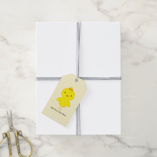 Aangepaste tekst voor Cute Chick Cadeaulabel (Met Touw)