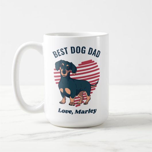 Aangepaste tekst voor Cute Dachshund Dog Dad Koffiemok (Links)