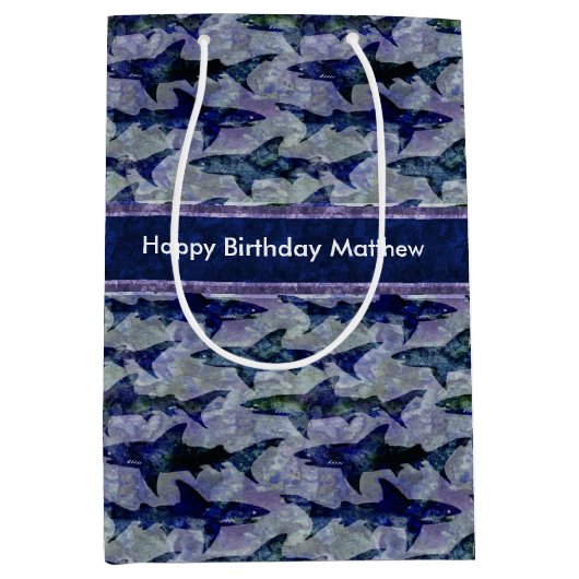 Aangepaste tekst voor diepgaande blauwe oceaanaanv medium cadeauzakje (Voorkant)