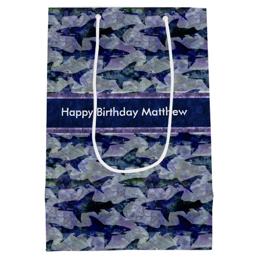 Aangepaste tekst voor diepgaande blauwe oceaanaanv medium cadeauzakje (Achterkant)