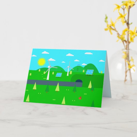 Aangepaste tekst voor duurzame energie op aarde kaart (Gele Bloem)