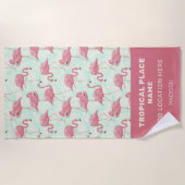 Aangepaste tekst voor Flamingo patroon bevestigen Strandlaken (Voorkant)