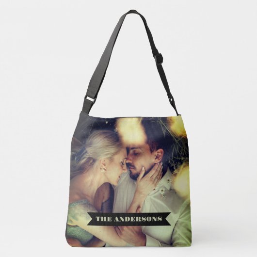 Aangepaste tekst voor fotobanner crossbody tas (Achterkant)