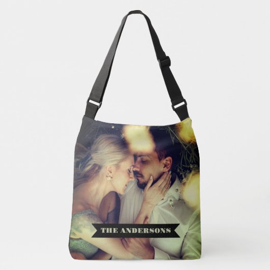 Aangepaste tekst voor fotobanner crossbody tas (Voorkant)