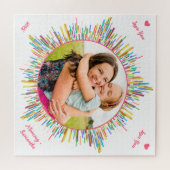 Aangepaste tekst voor foto's en kleurrijke Abstrac Legpuzzel (Horizontaal)