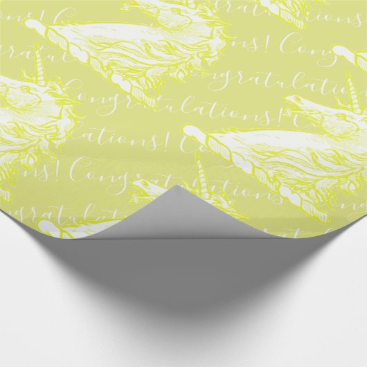 Aangepaste tekst voor geel Unicorn Patroon Cadeaupapier (Hoek)