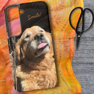 Aangepaste tekst voor gekke Golden Retriever foto Samsung Galaxy Hoesje