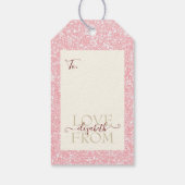 Aangepaste tekst voor Girly Pink Cream Glitter Cadeaulabel (Achterkant)