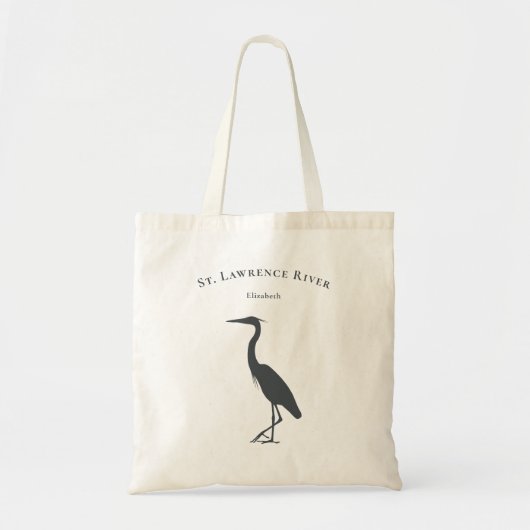 Aangepaste tekst voor Great Blue Heron/Egret silho Tote Bag (Voorkant)