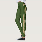 Aangepaste tekst voor groene en gouden glitter Ath Leggings (Links)