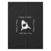 Aangepaste tekst voor haaienaanval tafelkleed (Voorkant)