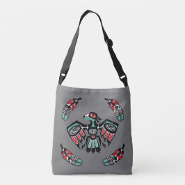 Aangepaste tekst voor Haida Eagle en Orca Omkeerba Crossbody Tas
