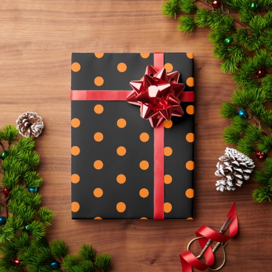 Aangepaste tekst voor Halloween Oranje Polka Dots Cadeaupapier (Feestdagen Geschenken)