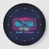 Aangepaste tekst voor Happy Hour All Day Neon Sign Grote Klok (Voorkant)