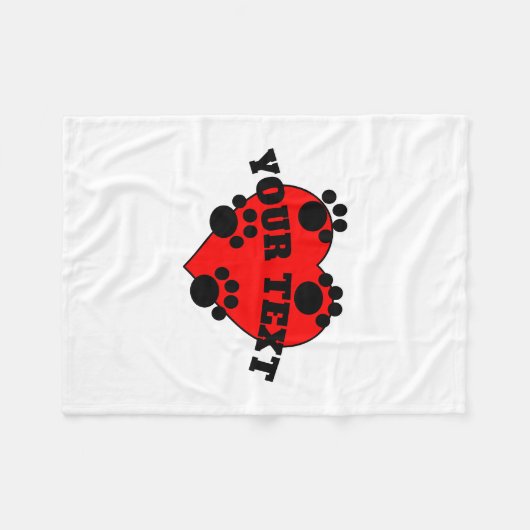 Aangepaste tekst voor honden en rode harten fleece deken (Voorkant (Horizontaal))