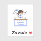 Aangepaste tekst voor jonge Gymnast Academy School Sticker (Vel)