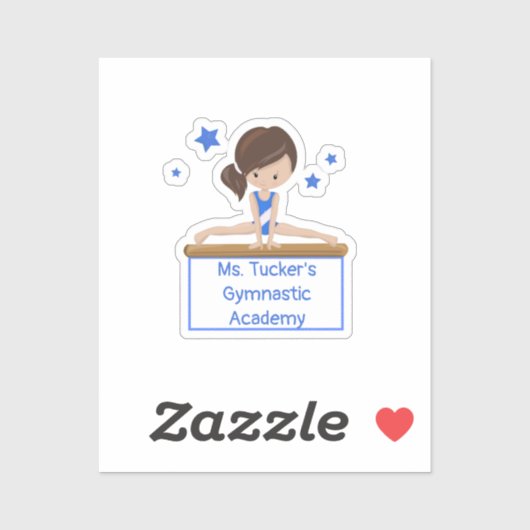 Aangepaste tekst voor jonge Gymnast Academy School Sticker (Vel)