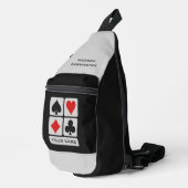 Aangepaste tekst voor kaartspeler sling bag (Rechterhoek)