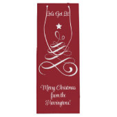 Aangepaste tekst voor kerstbomen wijn cadeautas (Achterkant)