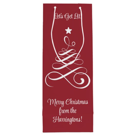 Aangepaste tekst voor kerstbomen wijn cadeautas (Achterkant)