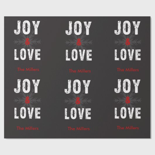 Aangepaste tekst voor kerstfeestdagen in Joy & Lov Cadeaupapier (Vlak)