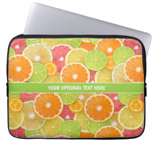 Aangepaste tekst voor kleurrijke citrussoorten laptop sleeve