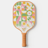 Aangepaste tekst voor kleurrijke geometrische retr pickleball paddle (Voorkant)