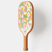 Aangepaste tekst voor kleurrijke geometrische retr pickleball paddle (Links)