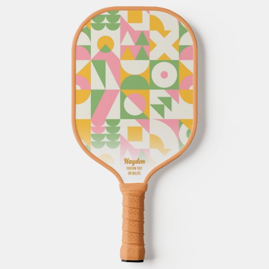 Aangepaste tekst voor kleurrijke geometrische retr pickleball paddle (Achterkant)