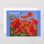 Aangepaste tekst voor kleurrijke rode papavervelde briefkaart (Voorkant / Achterkant)