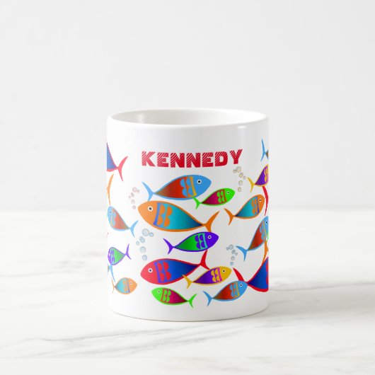 Aangepaste tekst voor kleurrijke vis koffiemok (Center)