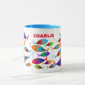 Aangepaste tekst voor kleurrijke vis mok (Midden)