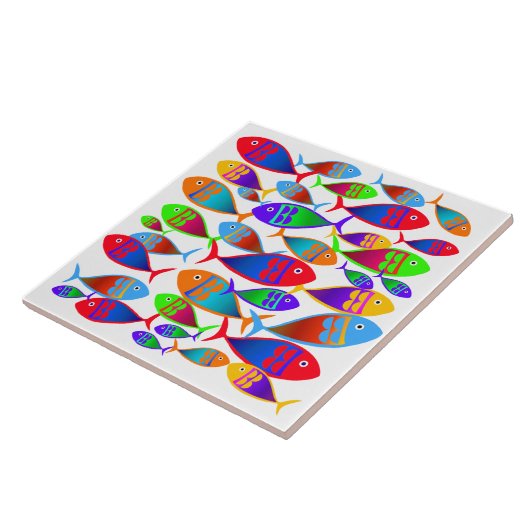 Aangepaste tekst voor kleurrijke vis tegeltje (Zijkant)