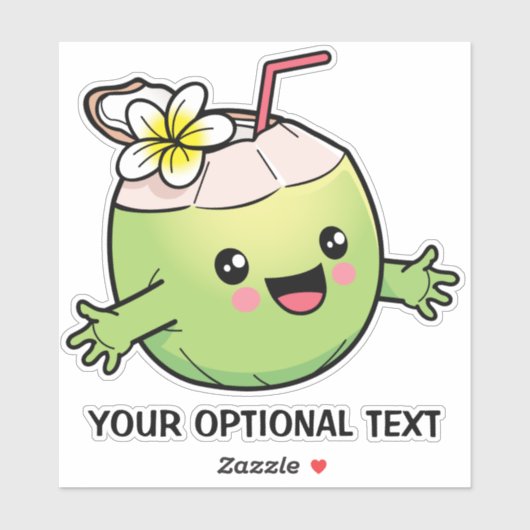 Aangepaste tekst voor kokosnoot bevestigen sticker (Vel)