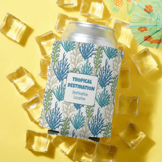 Aangepaste tekst voor koraalzeewier blikjeskoeler (Insitu Zomer)