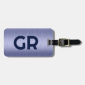 Aangepaste tekst voor lichte blauwe metalen tekst bagagelabel (Voorkant horizontaal)