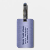 Aangepaste tekst voor lichte blauwe metalen tekst bagagelabel (Achterkant verticaal)