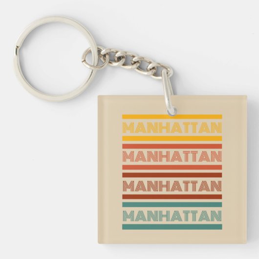 Aangepaste tekst voor Manhattan Retro Style Sleutelhanger (Voorkant)