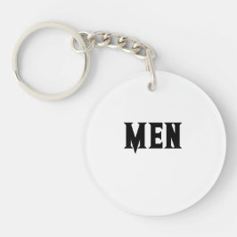 Aangepaste tekst voor mannen Zwarte tekst Witte ac Sleutelhanger