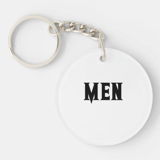 Aangepaste tekst voor mannen Zwarte tekst Witte ac Sleutelhanger (Voorkant)