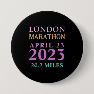 Aangepaste tekst voor Marathon in Londen op 23 apr Ronde Button 7,6 Cm