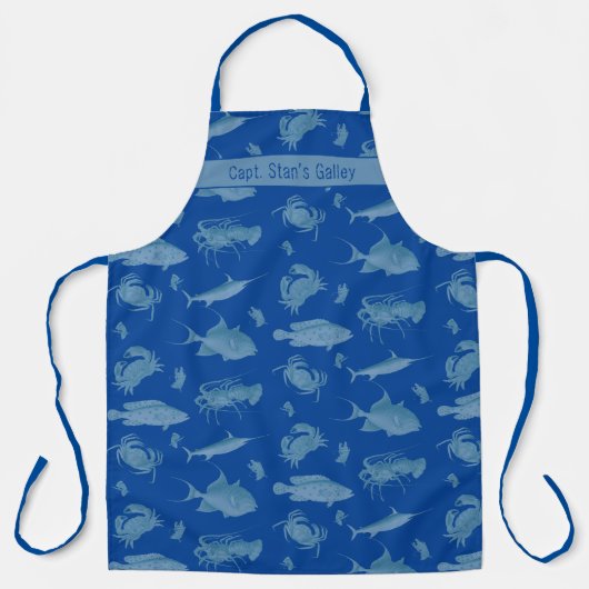 Aangepaste tekst voor marineblauwviskaak schort (Voorkant)