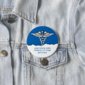 Aangepaste tekst voor medische kaduceus ronde button 7,6 cm (In situ)